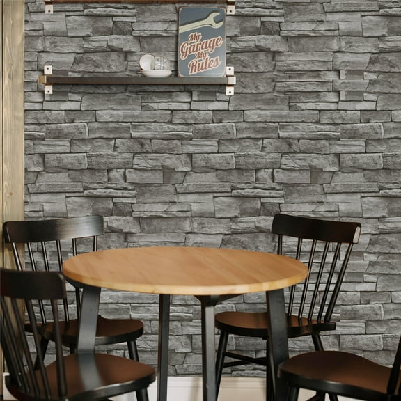 UMIGGEE 17.7" x 1003.9" Stone Brick Wallpaper 3D Grey Brick Wallpaper Peel and Stick Wallpaper Removable Wall Contact Paper Self-Adhesive Wallpaper Vintage Brick Wall Paper for Home Decor Christmas