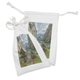 thumbnail image 2 of Landscape Fabric Pouch Set of 2, Dock on the Lake with Shed Alpine Mountains Germany European Nature Photo, Drawstring Bag for Toiletries Masks and Favors, 9" x 6", Multicolor, by Ambesonne, 2 of 2