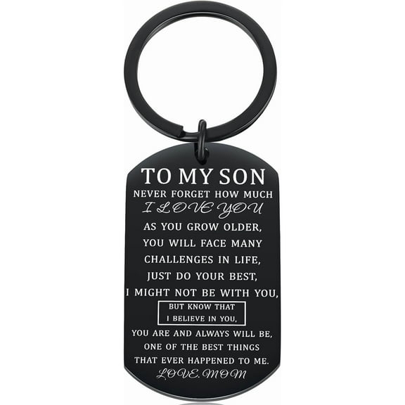 To My Son Keychain Gifts from Mom, Mother to Son Jewelry Gift for Graduation Birthday Christmas, Unique Sentimental Keepsake Gifts for Teen from Mommy