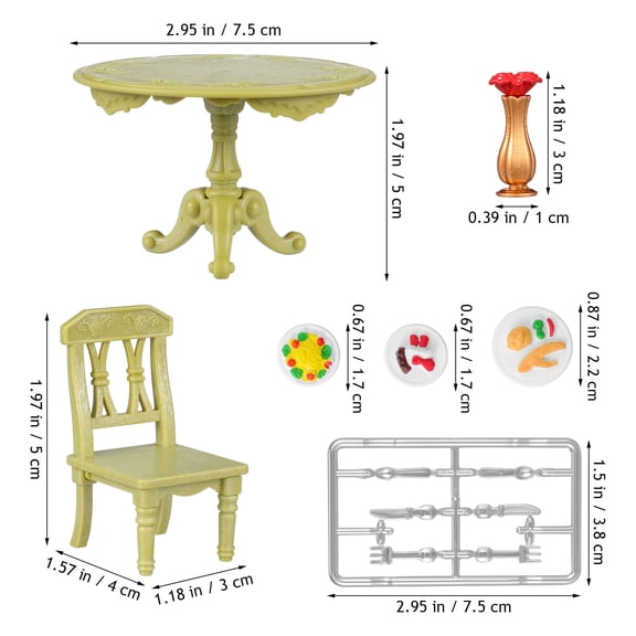 ETHZZLE 1 Set of Plastic Dollhouse Furniture Mini Realistic Furniture for Dollhouse Enthusiasts in Green