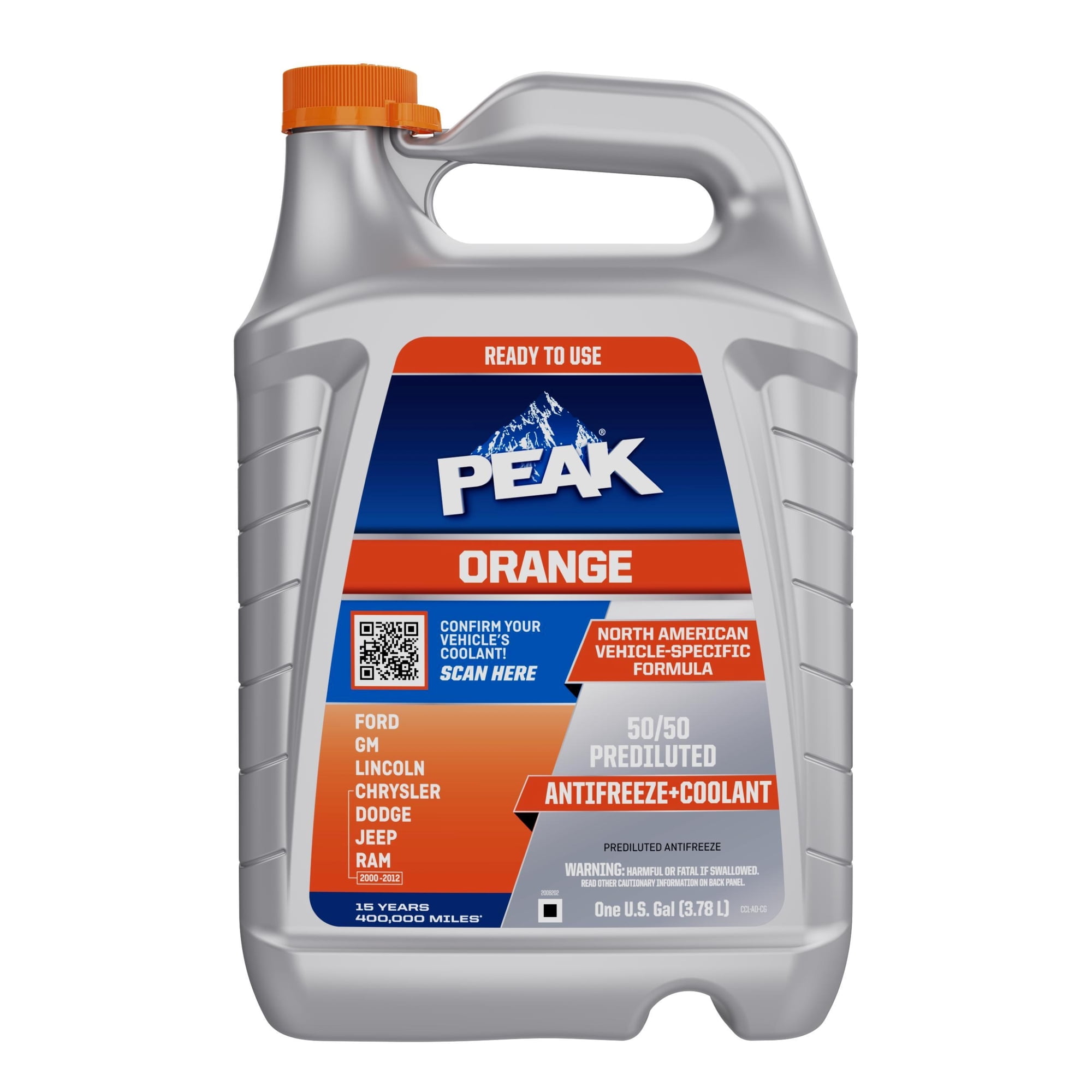 PEAK North American Orange 50/50 Prediluted Antifreeze + Coolant, 1 gal
