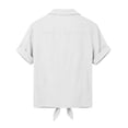 thumbnail image 5 of Tie Front Linen Shirts for Women Lightweight Loose Lapel Collar Blouses Short Sleeve Dressy Casual Summer Tops, 2XL, 5 of 7