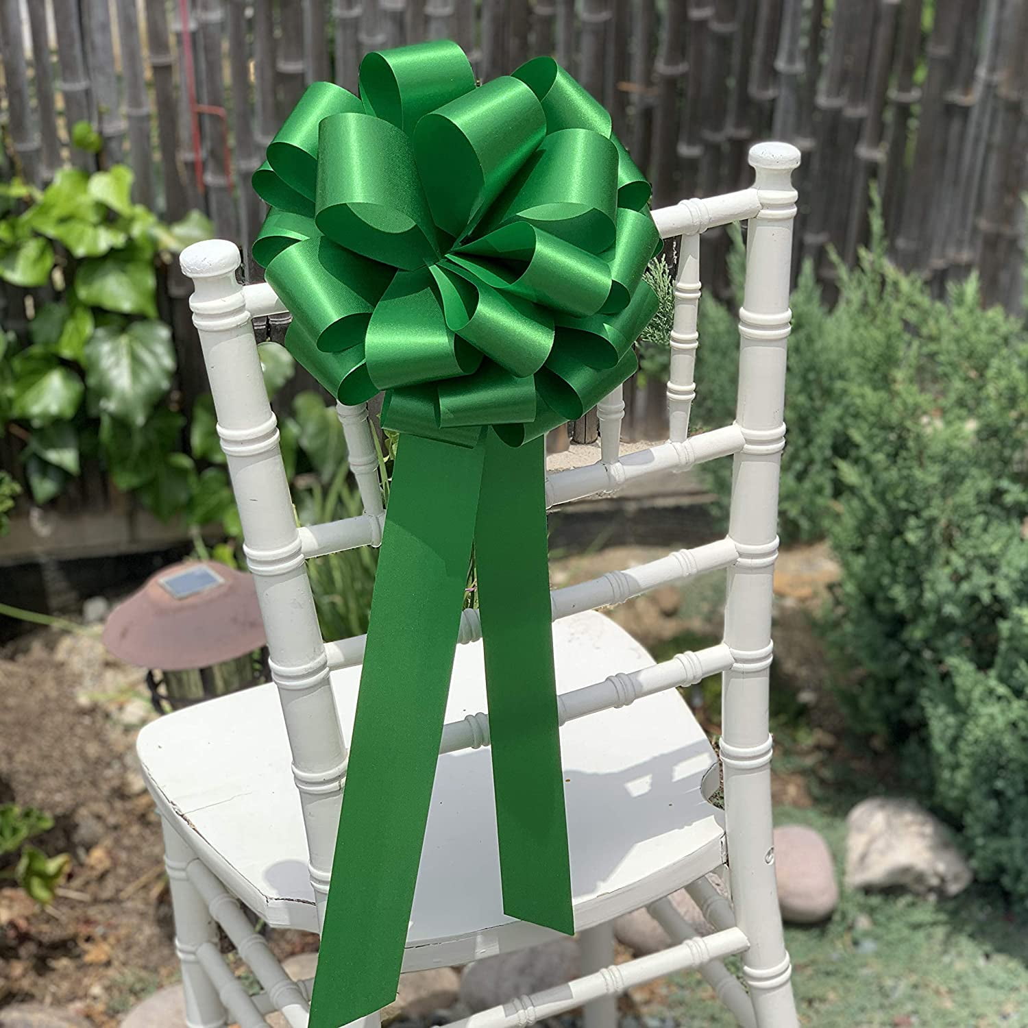 Big Emerald Green Ribbon Pull Bows with Long Tails - 9" Wide, Set of 6, St. Patrick's Day, Easter, Fall, Christmas, Wreath
