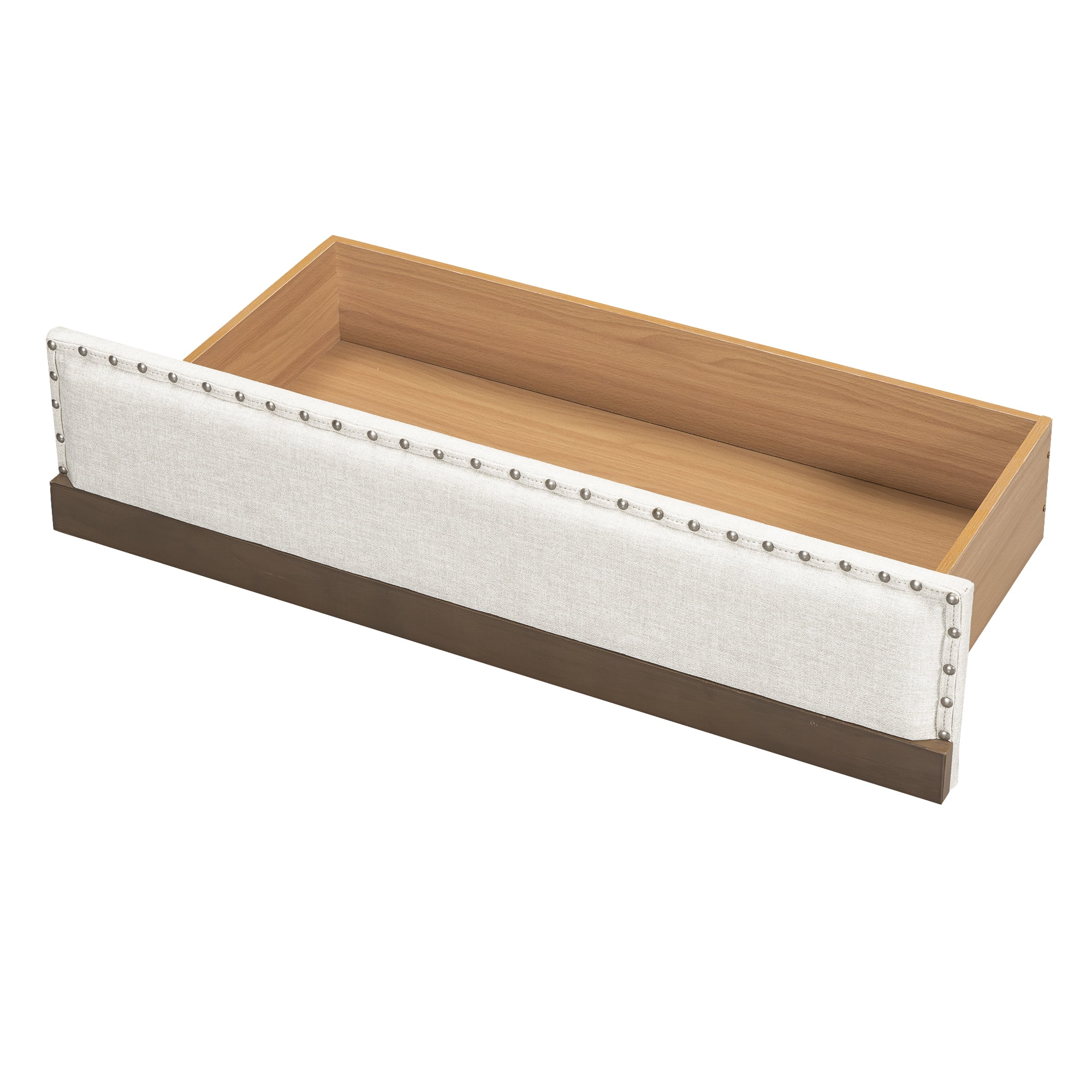 Euroco Upholstered Daybed with 2 Drawers, Full Size Nailhead Sofa Bed for Living Room
