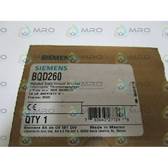BQD260 Panelboard Bolt-on Type BQD Circuit Breakers by SIEMENS