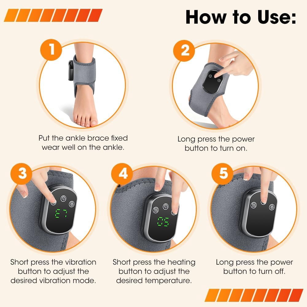 TripleHBB 3 in 1 Foot Massager with Heat, Red Light, Triple Therapy, Cordless, Portable Ankle Massager, 3 Vibration Modes, 3 Heat Levels, 5 Intensity Levels