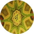 thumbnail image 1 of Ahgly Company Machine Washable Indoor Round Transitional Yellow Area Rugs, 4' Round, 1 of 7