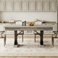 thumbnail image 1 of 71-Inch Dining Table for 6-8 People,Wooden Kitchen Table with 2 Drawers,Rectangular Farmhouse Dinner Table with Double Pedestal for Kitchen Living Room, 1 of 8