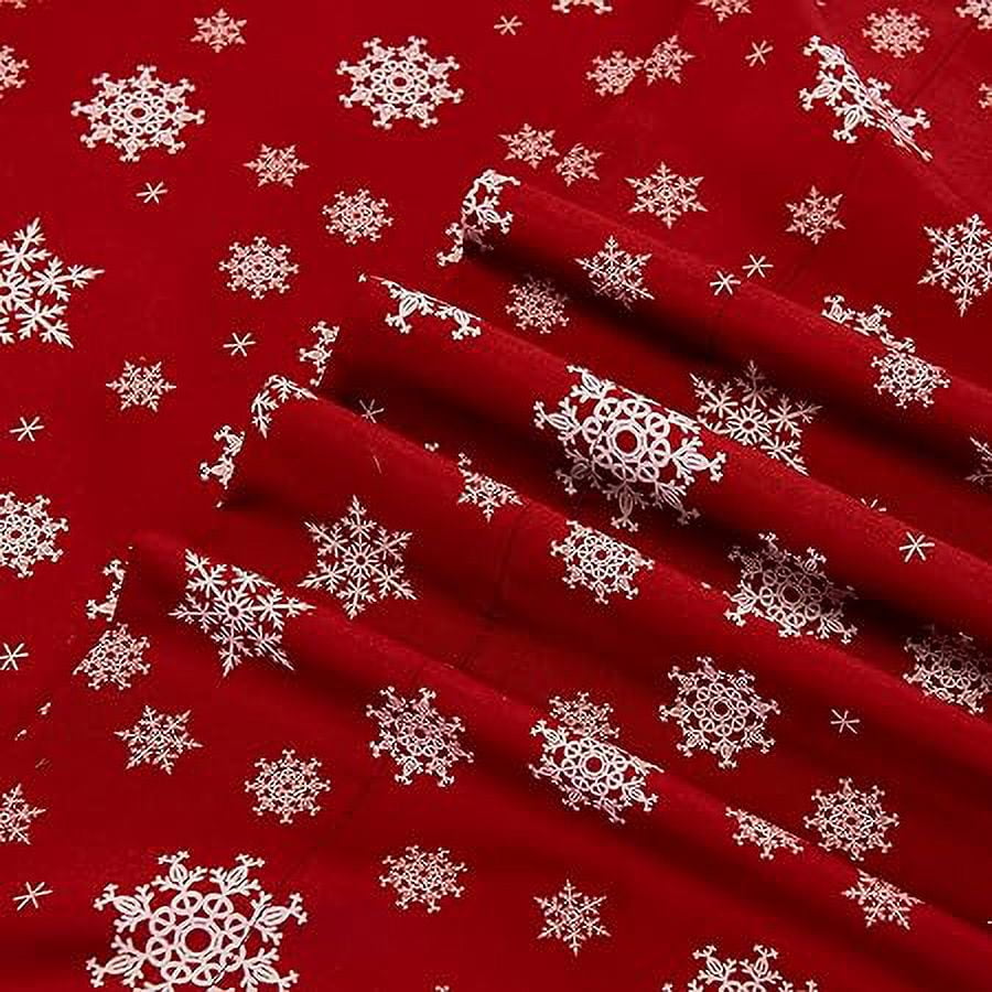 Holiday Pattern Microfiber- Wrinkle and Fade Resistant (6-Piece) Bedding Set, Cal King, SnowFlake-Burgundy