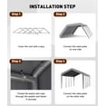 thumbnail image 4 of Garvee 20'x 10'x 11' Windproof Carport Top Replacement Cover, Heavy-Duty, Grey, 4 of 7