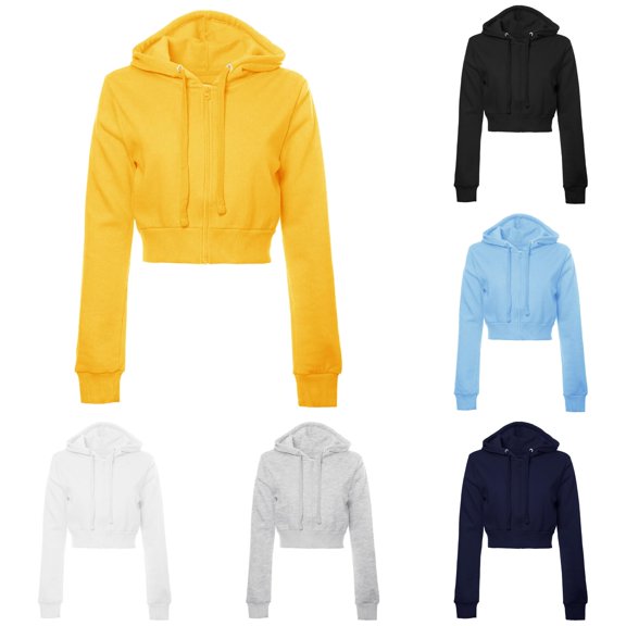 MEZZALL Sweatshirts For Women Solid Color Long Sleeve Hoodies Casual Basic Zip Up Crop Jacket Fall Daily Outdoor Breathable Travel Tops