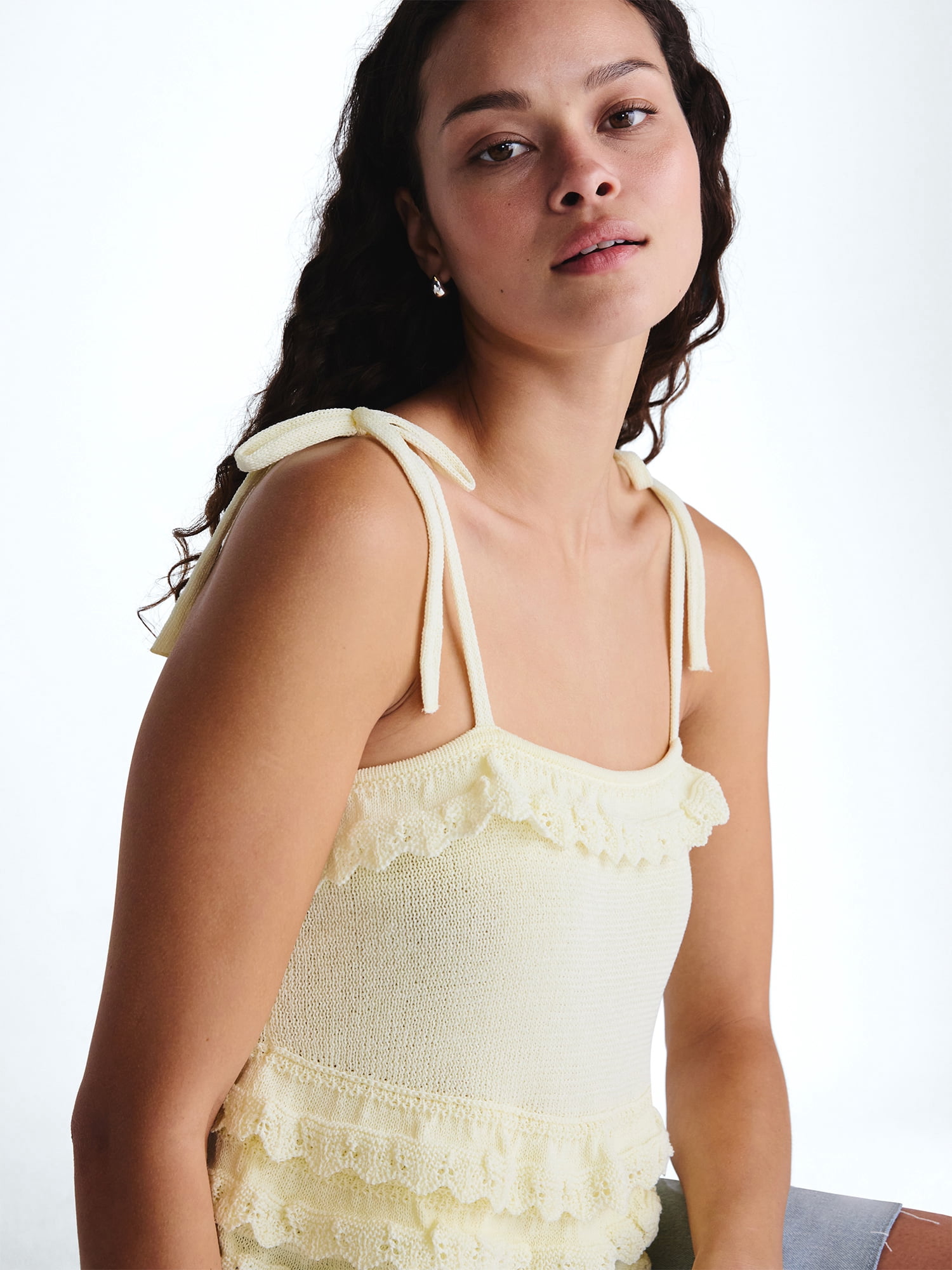 Scoop Women's Tie Ruffle Sweater Tank, Sizes XS-XXL