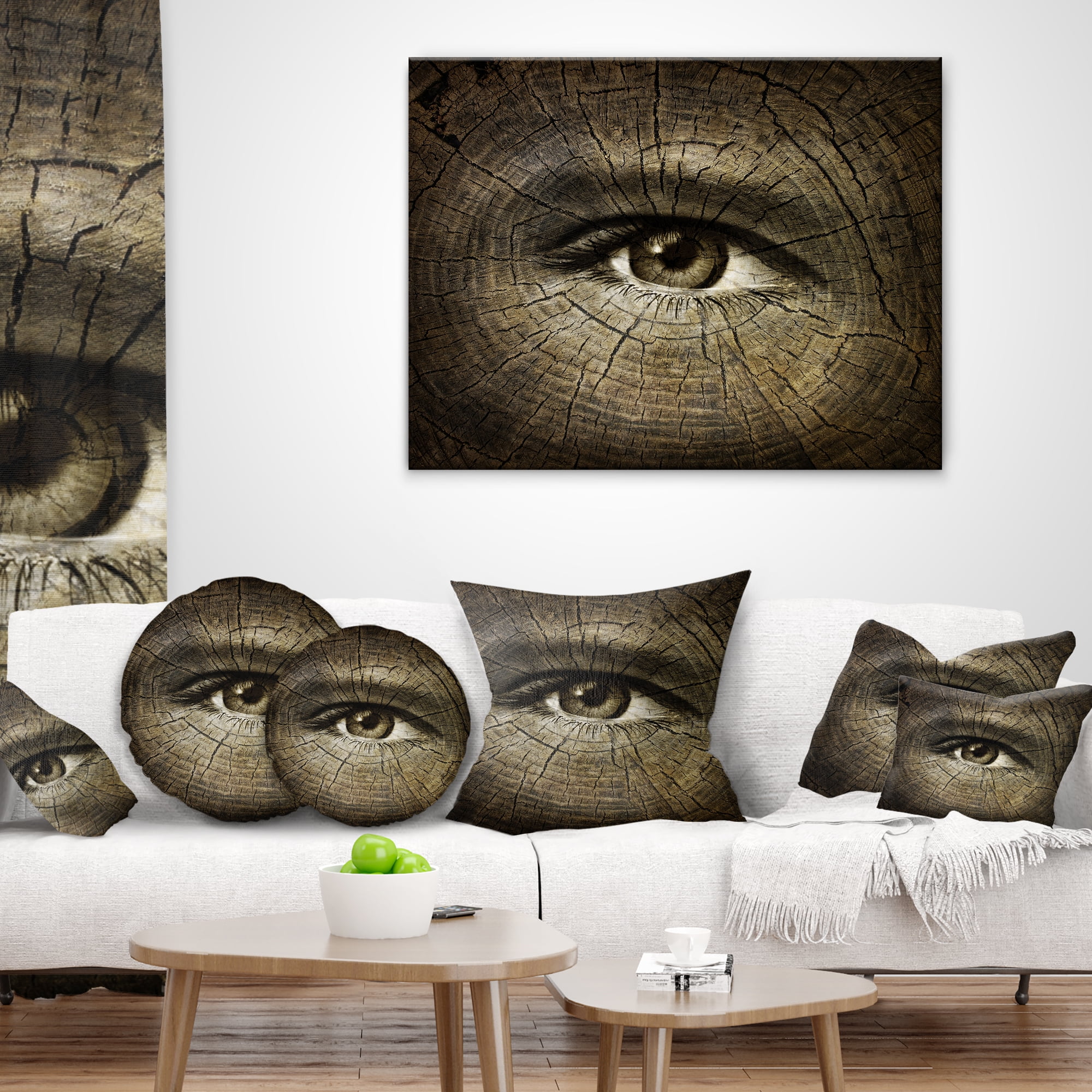 Designart Aging Eyes - Abstract Throw Pillow - 16x16