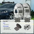 thumbnail image 3 of AutoShack Rear Solid Drilled & Slotted Silver Zinc Coated Brake Rotors + Ceramic Pads + Calipers 8-PC Brake Kit Replacement for 2000-2010 Volkswagen Beetle SilverShield Pro 9.13" (232 mm), 3 of 5
