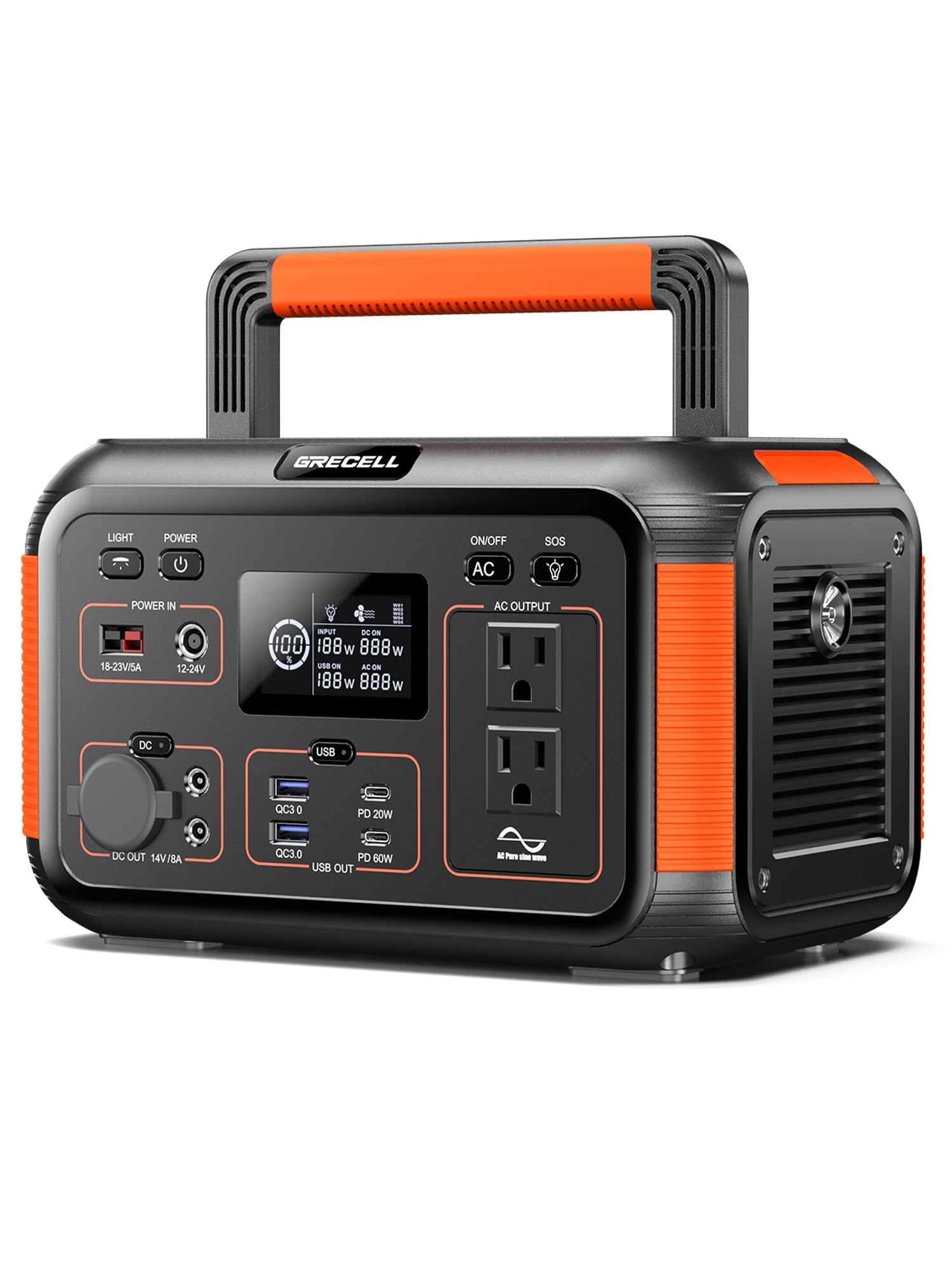GRECELL 500W Continuous 1000W Peak Solar Generator