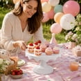 thumbnail image 3 of Round Cake Stand With Pedestal Base, Elevated Display Rack For Desserts And Pastries, Decorative Cupcake Holder For Kitchen Counter And Party Table,Pink - 17X23 Cm, 3 of 8
