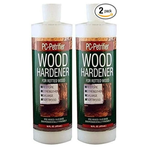 PC-Petrifier Wood Hardener - Water Based Penetrating Wood Stabilizer, 16oz (2 Pack) - Milky White - Restores & Strengthens Rotted or Soft Wood