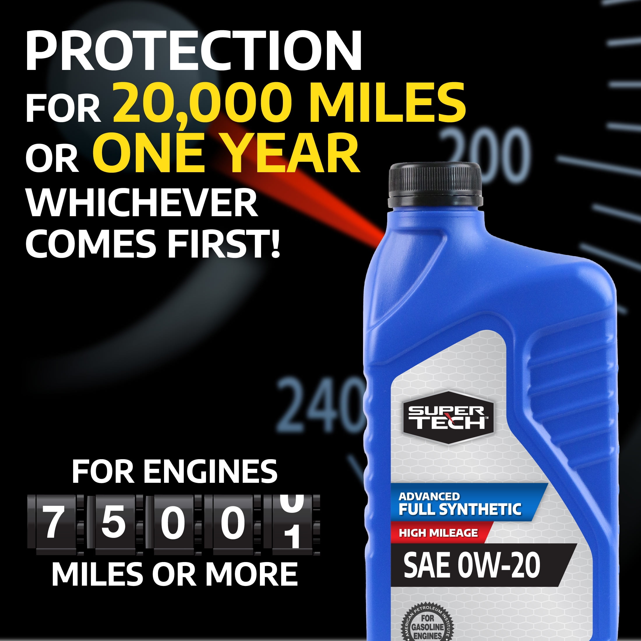 Super Tech Advanced High Mileage Full Synthetic SAE 5W-30 Motor Oil, 1 Quart