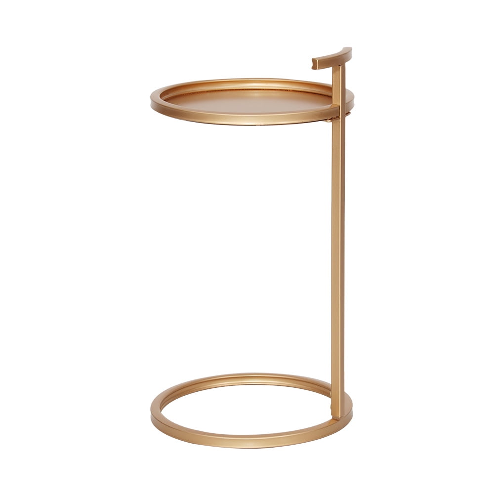 Abble Dia 14 in. x H 26.4 in. Gold Round Metal End Table & C-Table