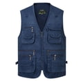 thumbnail image 3 of Chaleco vaquero para hombres de mediana edad y mayores, 16 bolsillos, talla extra grande, chaleco de algodón 7XL, cintura de 4 pies, 3 of 5