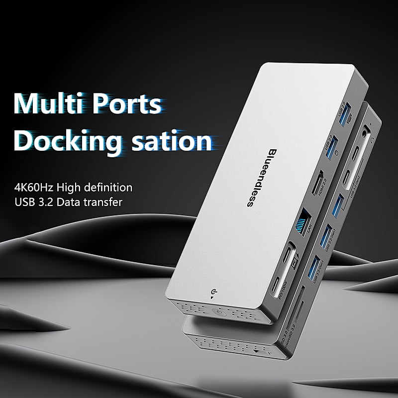 14 in 1 USB C Hub,  USB C Docking Station Dual Monitor, Adapter with HDMI(4K60Hz), Ethernet, 3 USB 10G,100W PD, SD/TF, Audio, Laptop Docking Station for Dell/HP/Lenovo/ThinkPad/Surface