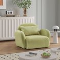 thumbnail image 4 of 36" Modern Lazy Sofa Chair, Single Sofa Chair with Deep Seat, Teddy Fabric Upholstered Armchair for Living Room Bedroom Apartment, Light Green, 4 of 7