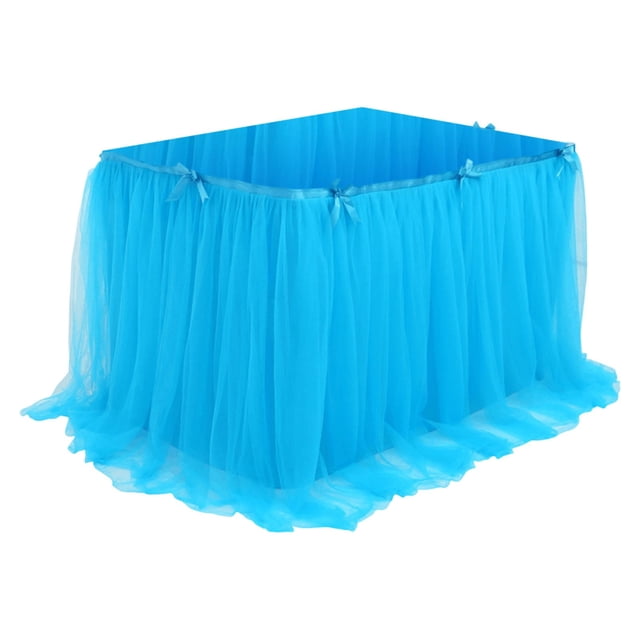 Table Skirt Tulle for Party Wedding Birthday Decorations, Polyester Table Cloth Skirting for Rectangle Round Tables, Reusable Table Cover for Banquet Buffet Celebration Events, 1 X Table Skirt