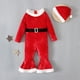 thumbnail image 2 of Ropa Para Niñas Pequeñas, Atuendo Para Niños Pequeños, Moda Navideña Para Niños, Mono Con Lazo De Manga Larga Y Trompeta , Pantalones Acampanados, Traje Rojo Odeerbi LM103-9365, 2 of 9