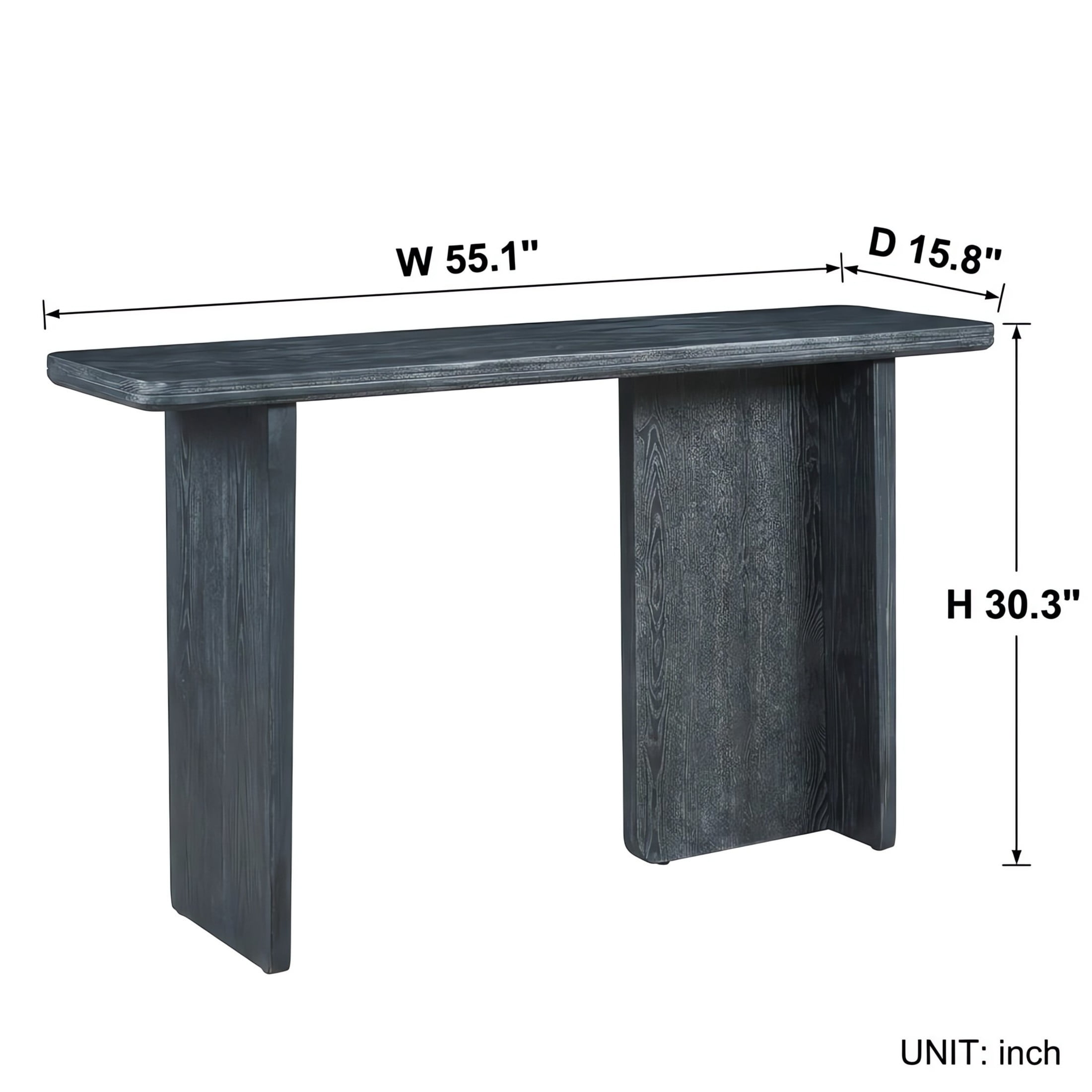 Christopher Knight Home 55" Modern Rectangle Rounded Edge Console Table, MDF Wood, Black