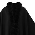 thumbnail image 3 of Women Poncho Fleece Cape Collar Knitted Cardigan Sweater Batwing Long Sleeve Shawl Wrap Coat Oversized Cloak Black-F Free Size, 3 of 4