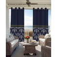 thumbnail image 3 of Boho Navy Blue Flower Blackout Curtains 54 Inch Length 2 Panels Set for Living Room Bedroom, Abstract Bohemia Pesley Floral Room Darkening Window Curtains Thermal Insulated Black Out Curtain 52"x54", 3 of 8
