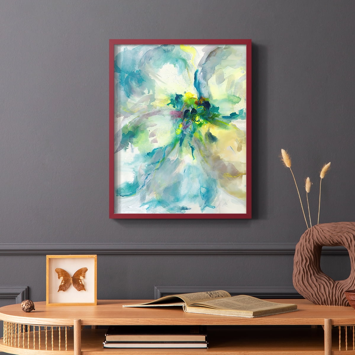 Maybe Petunias II in Red Solid Wood 8 x 10 Framed Print