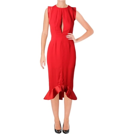 Satin Cocktail Dress - AQ/AQ Womens Pierre Ruffled Satin Trim Cocktail Dress