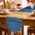 thumbnail image 2 of Abstract Blue Golden Table Runner Linen Burlap Table Runner 90 Inches Long Modernism Oil Painting Art Dresser Scarves for Kitchen Island Coffee Dining Room Party Wedding Banquet Holiday Decor 13"x90", 2 of 8