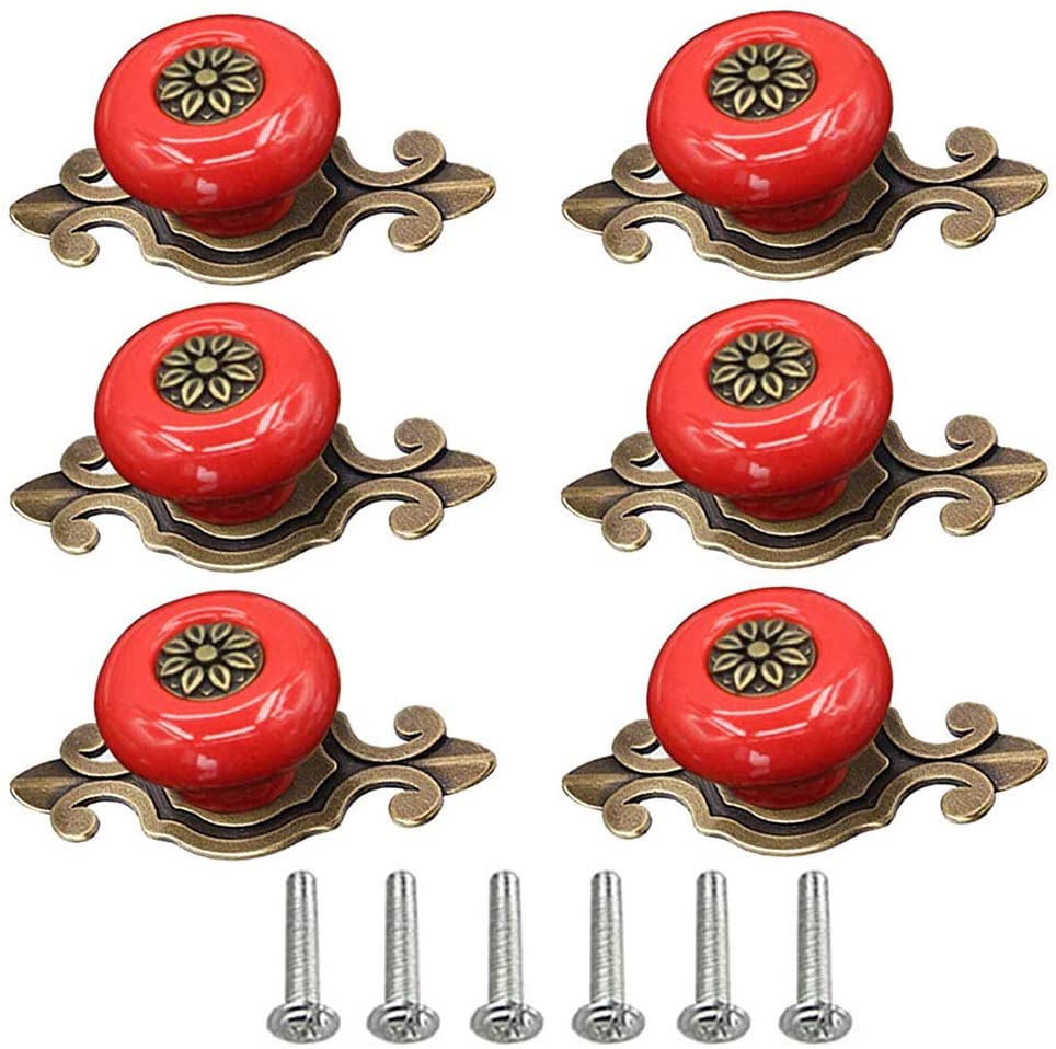 6 Piece Dressing Table Drawer Ceramic Round Handle