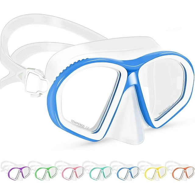 Kids Swim Goggles, Swim Mask with Nose Cover, Tempered Glass Snorkel Diving Mask for Youth Boys Girls Age 6-14