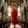 thumbnail image 6 of Women's Nun Costume Long Sleeve Clergy Dress Maxi Length with Waist Tie and Collar for Halloween Cosplay Theatrical Roleplay Outfit Religious Habit Dress Up, 6 of 6