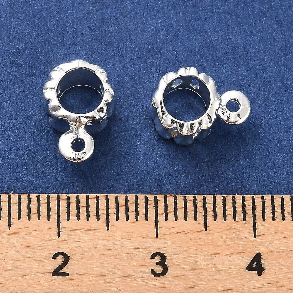 Rack Plating Alloy Tube Bails Loop Bails Silver 10.5x6x7mm Hole: 1.4mm Inner Diameter: 4.7mm