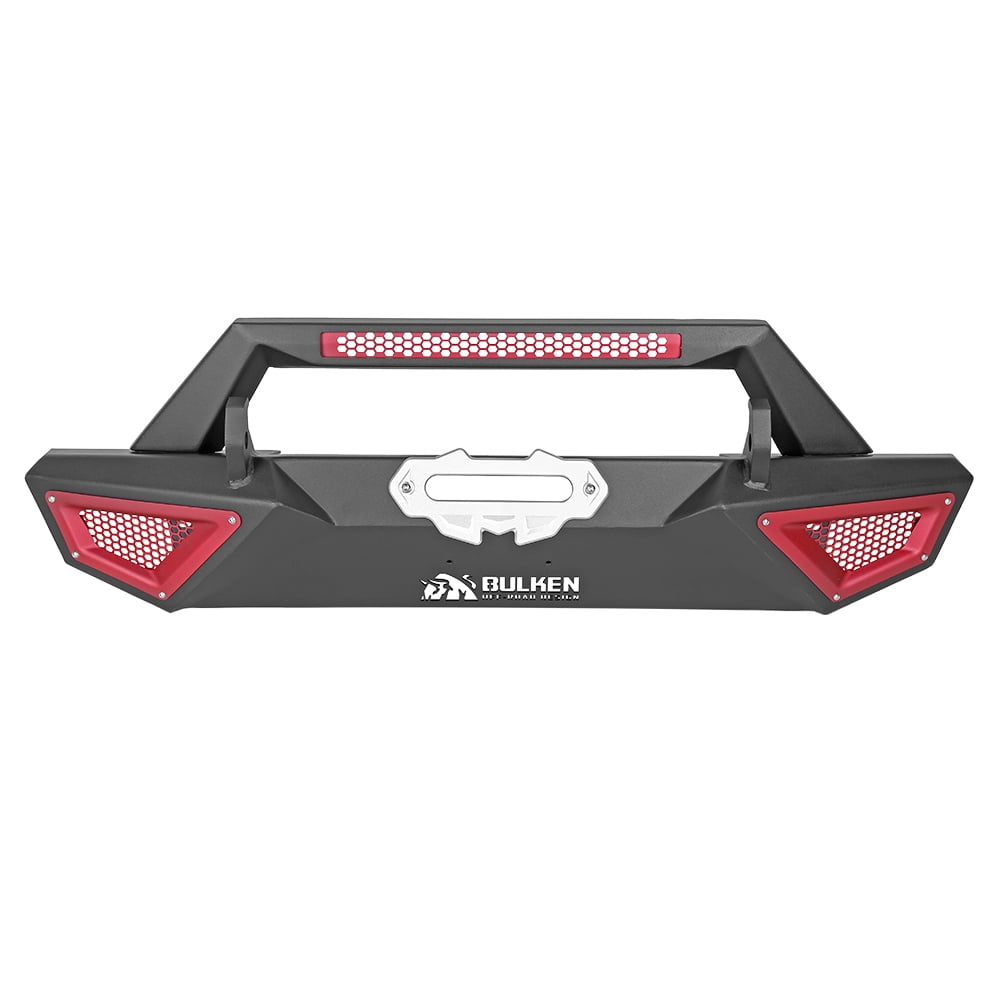 Bulken Winched Front Bumper Compatible with 2018-2022 Jeep Wrangler JL/2020-2022 Gladiator X Series