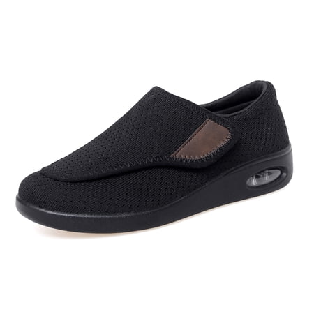 YOURDIARY Women's Wide Width Slip On Walking Shoes Adjustable Hook & Loop Strap Breathable Mesh Air Cushion Non-Slip Comfort Casual Sneakers