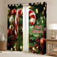 thumbnail image 2 of Castle Fairy Teenagers Candy Cane Blackout Curtains Set of 2 (52x84 Each),Merry Christmas Window Curtains,Green Red Curtains and Drapes,Super Cozy Room Decor, 2 of 6