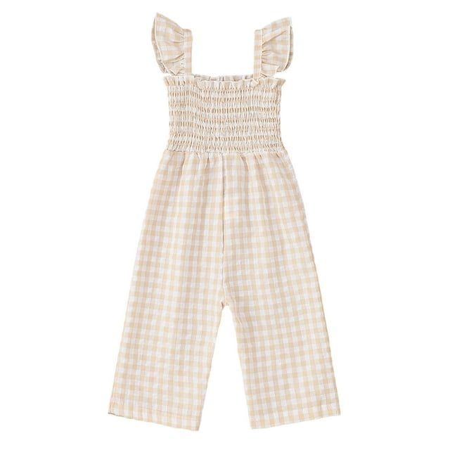 MIASHUI Combinaison Fille Décontractée Été Volants Sans Manches une Pièce, Beige, 18-24 Mois