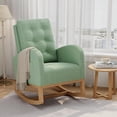 thumbnail image 1 of Twister.CK Modern Rocking Accent Chair, Upholstered Rocker Glider with Side Pocket, for Living Room, Bedroom, Nursing Room, Green, 1 of 8