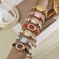 thumbnail image 2 of Reloj de pulsera de diamantes de imitación para mujer, reloj de pulsera analógico de cuarzo con esfera cuadrada pequeña, cadena de corazón de amor, reloj de vestir para mujer con correa ajustable, 2 of 8