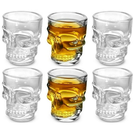 - KOVOT Skull Shot Glasses, Set of 6, 1.5 oz, Clear