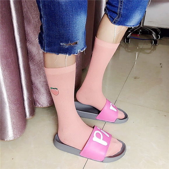 Chaussettes en Coton Respirantes pour Femmes Adultes à Taille Haute Motif de Fruits Dessin Animé Chaussettes pour Femmes Dessin Animé Chaussettes d'Épaisseur Moyenne pour Tous les Jours