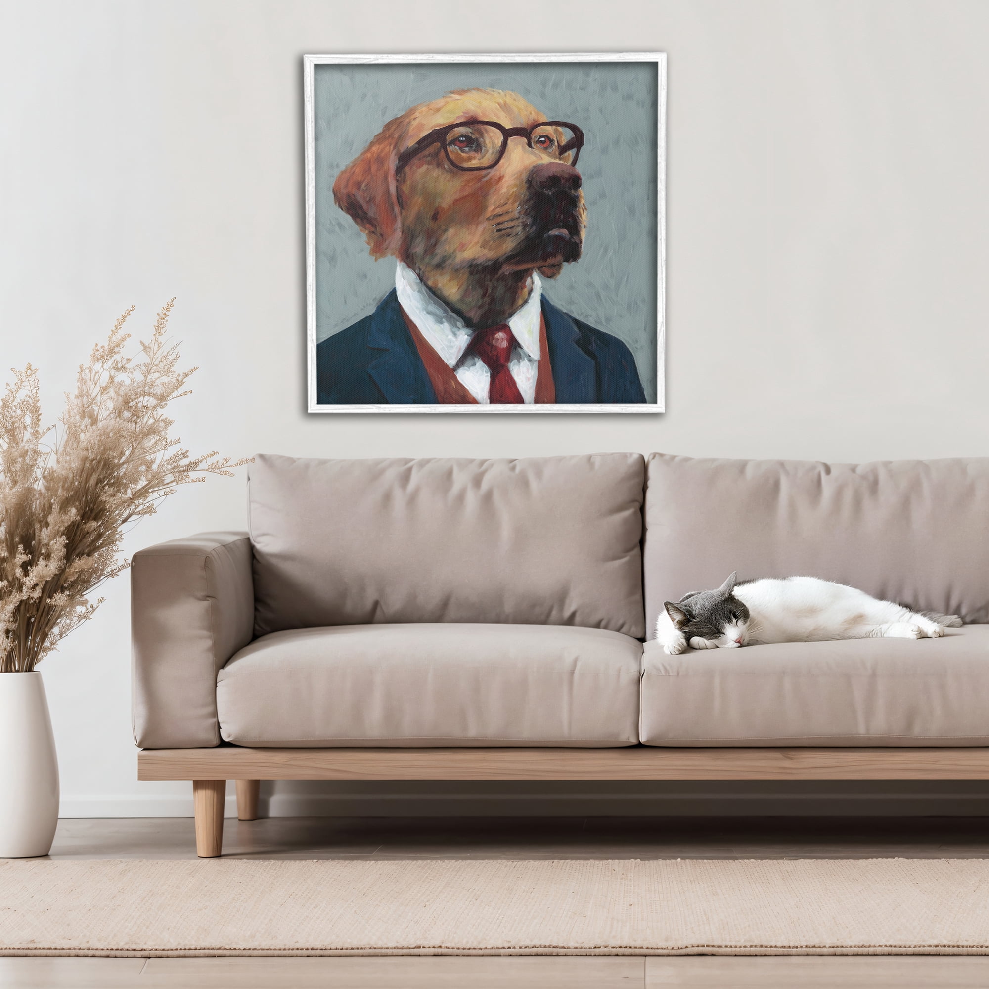 Stupell Industries Bark Kent Portrait White Framed Giclee Art, design by Studio Bautista