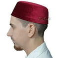 thumbnail image 5 of TheKufi® Maroon Chechnya Style Round Rigid Velvet Kufi Namaz Topi Muslim Prayer Cap (XL-59cm), 5 of 7