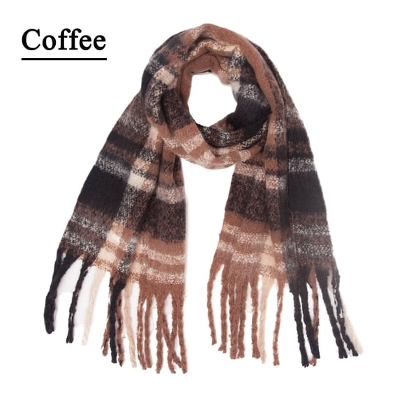 Brown Scarf for Women Thermal Scarf for Women Fall Winter Scarf Classic Tassel Plaid Scarf Warm Soft Chunky Large Blanket Wrap Shawl Scarves 1 Pack Warm Scarf on Sale Clearance