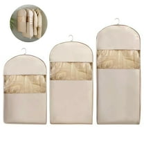 3-Pack Garment Bags, Hanging Closet Organizer with Zipper Compression, Transparent Dust Proof Storage Protector Cover for Wardrobe, 3 Sizes (S/M/L)